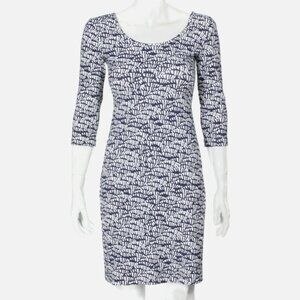 Persifor - Women's 3/4 sleeve dress in white-and-blue tropical coral reef